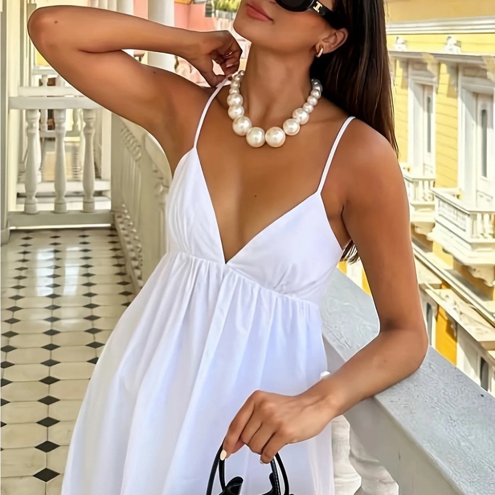 NWT Crisp White Backless Dress